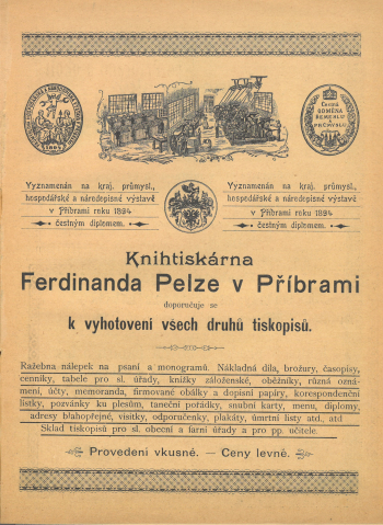 Reklama z Kalendáře Svaté Hory 1897
