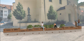 Takto bude vypadat lavička vzestupů a pádů, která bude umístěna na náměstí T. G. Masaryka. Foto: město Příbram